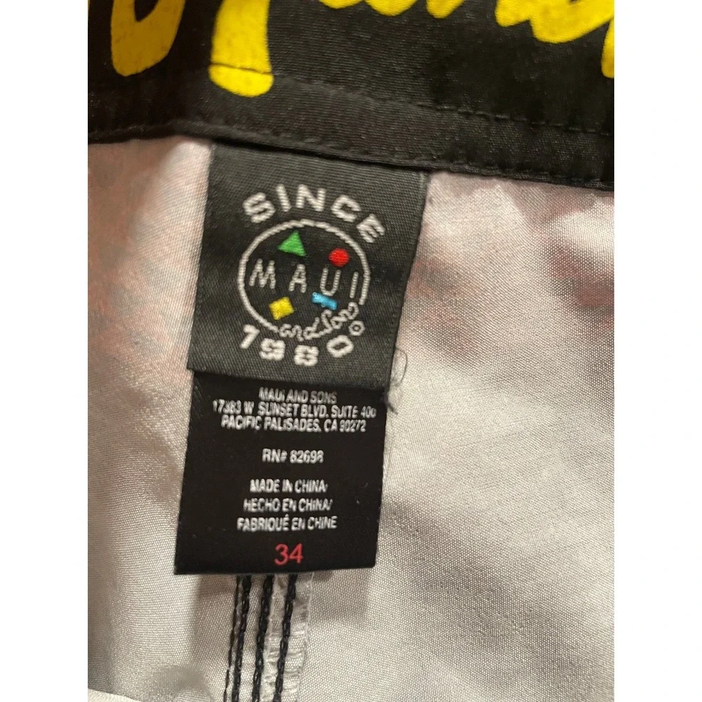 Maui and Sons‎ Board Shorts Swim Trunks Stretch Pixel Grey Blue Red Mens 34x10 L - Picture 6 of 12